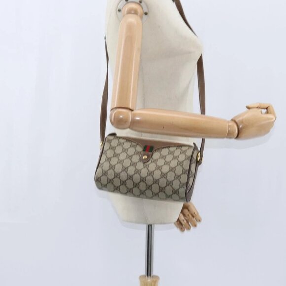 GUCCI GG Supreme Web Sherry Line Bag PVC Beige Gold 89 02 018 Auth yk19730 - Picture 15 of 16
